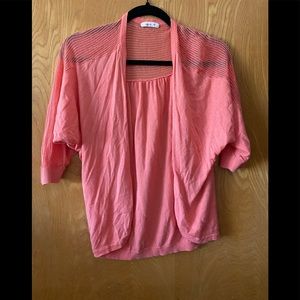 Teaspoon mesh shoulder cardigan SS sweater L